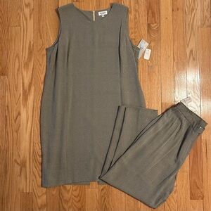 Vintage TAMOTSU New York Women’s Suit Sheath Dress & Pants Set Lined Sz 2XL Gray